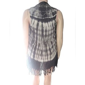 Vocal Black and White Tie-Dye Studded Vest M